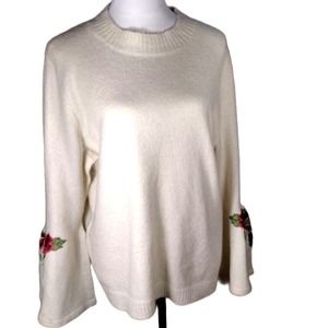 Democracy Artisan Crafted Women's XL Bell Sleeve Embroidery Sweater